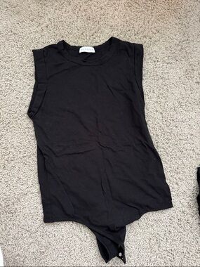 Clyque Black Sleeveless Bodysuit Top